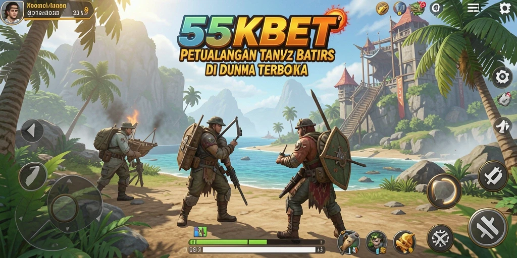 Screenshot gameplay dari 55KBET menunjukkan eksplorasi dunia terbuka yang mendebarkan.