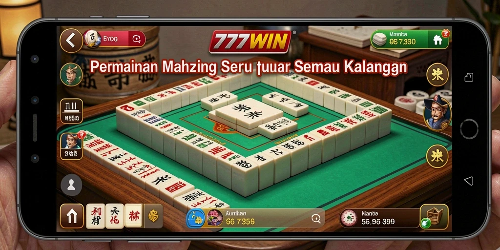 Tangkapan layar gameplay Mahjong dari 777WIN yang menampilkan suasana kompetitif.