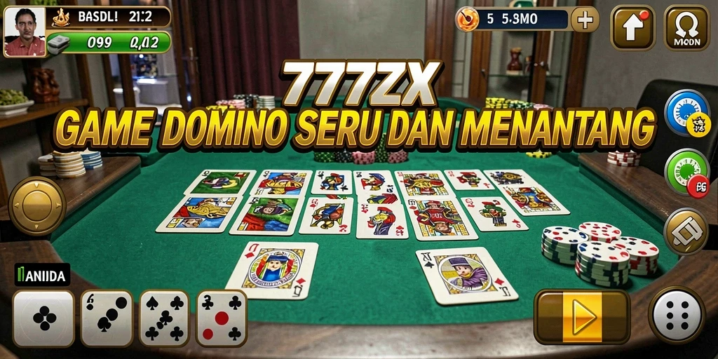 Tampilan gameplay seru di 777ZX dengan kartu domino yang menantang.