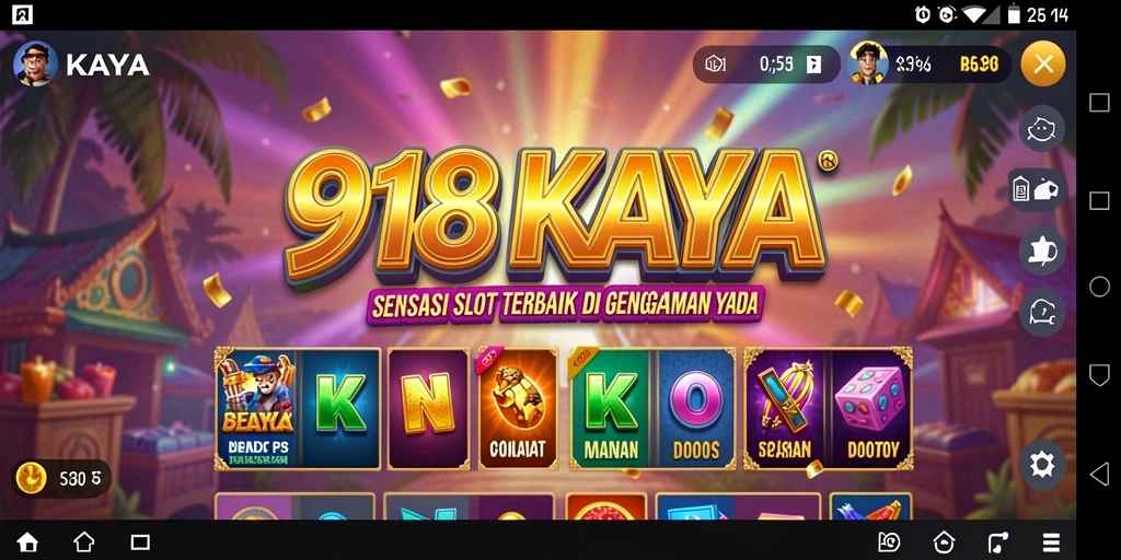 Screenshot utama 918KAYA menunjukkan permainan Slot yang mendebarkan.