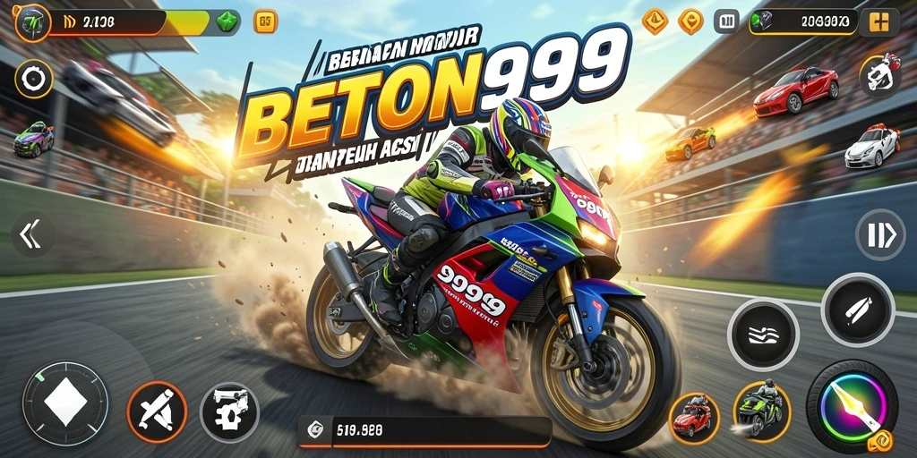 Screenshot gameplay BETON999 dengan aksi balapan yang mendebarkan.