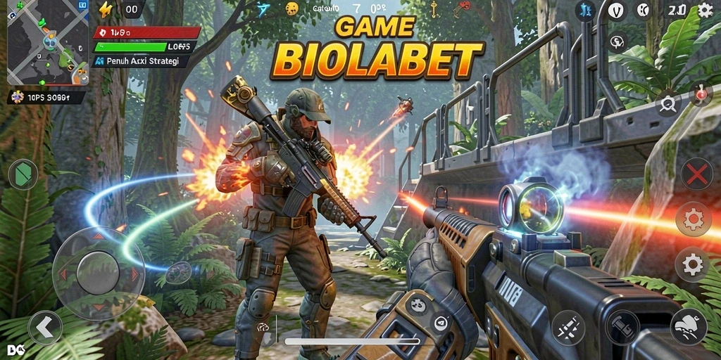 Tampilan gameplay mendebarkan dari BIOLABET dengan karakter yang beraksi.