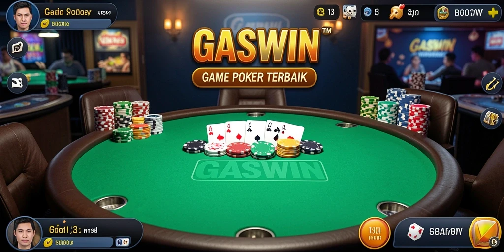 Screenshot GASWIN menampilkan gameplay seru dan interaksi pemain poker.
