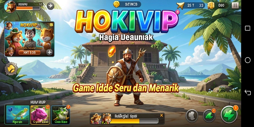 Tangkapan layar gameplay HOKIVIP yang menunjukkan aktivitas pengumpulan sumber daya.
