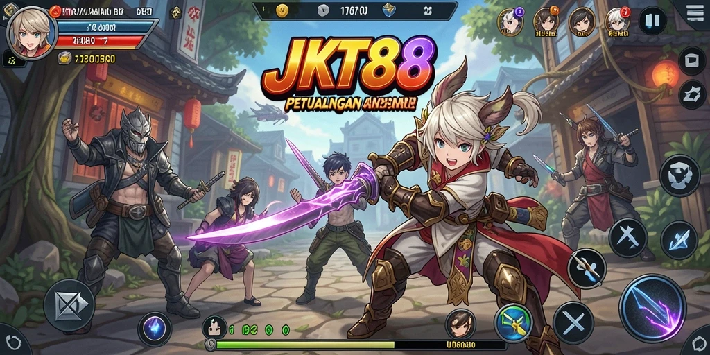Tampilan gameplay JKT88 yang menampilkan aksi karakter Anime.