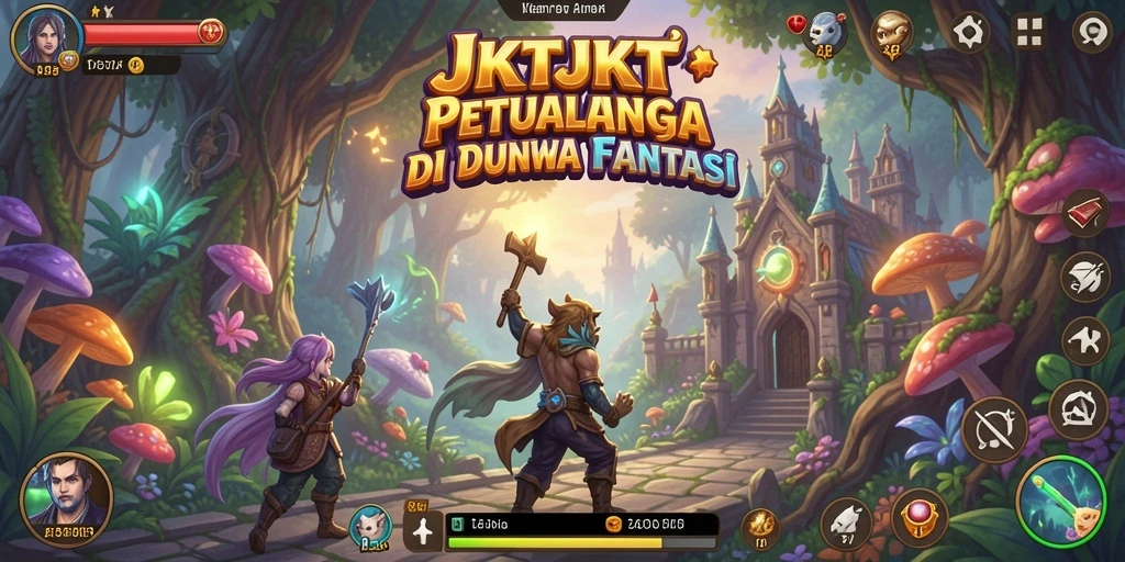 Tangkapan layar JKTJKT menunjukkan pemain menjelajahi hutan misterius.