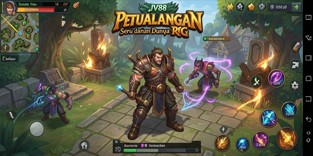Tampilan gameplay JV88 yang menakjubkan dengan pertarungan RPG.