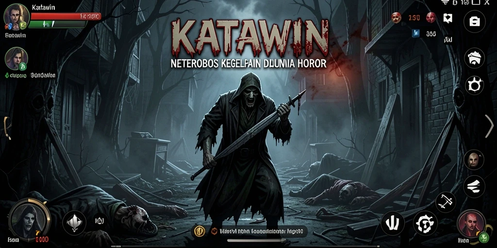 Tampilan gameplay menyeramkan KATAWIN, saat pemain menjelajahi dunia horor.