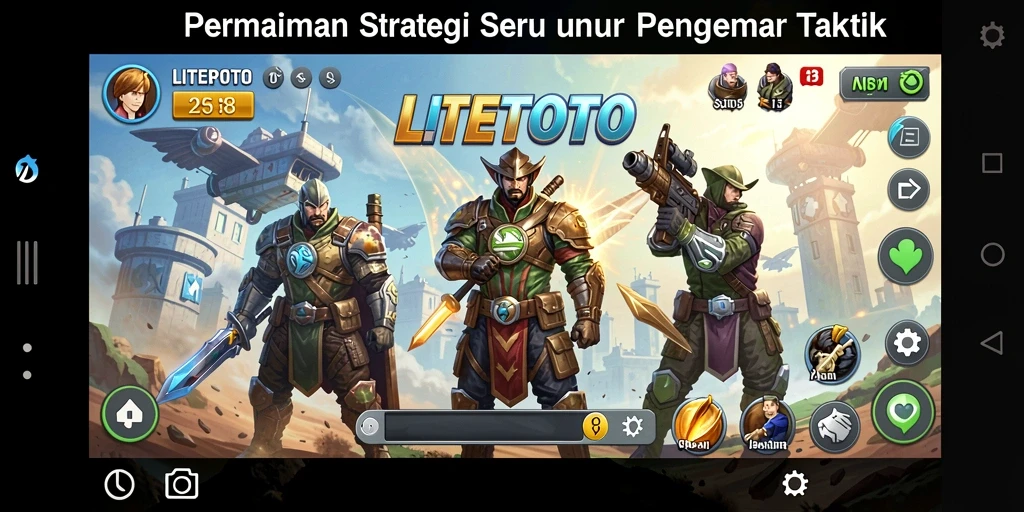 Tampilan gameplay LITETOTO dengan pertempuran strategis yang mendebarkan.