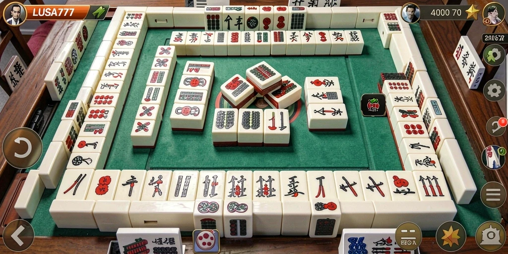 Screenshot gameplay LUSA777 yang menampilkan berbagai ubin Mahjong.