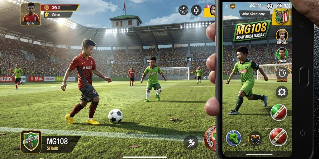 Tampilan gameplay MG108 yang seru dalam aksi sepak bola.