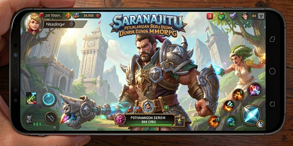 Tangkapan layar gameplay SARANAJITU yang menggambarkan aksi seru dalam MMORPG.