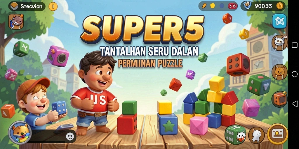 Tampilan gameplay <strong>SUPER5</strong> yang menarik dan penuh tantangan puzzle.