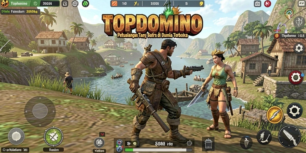 Tangkapan layar utama menunjukkan aksi gameplay mendalam dalam dunia terbuka.